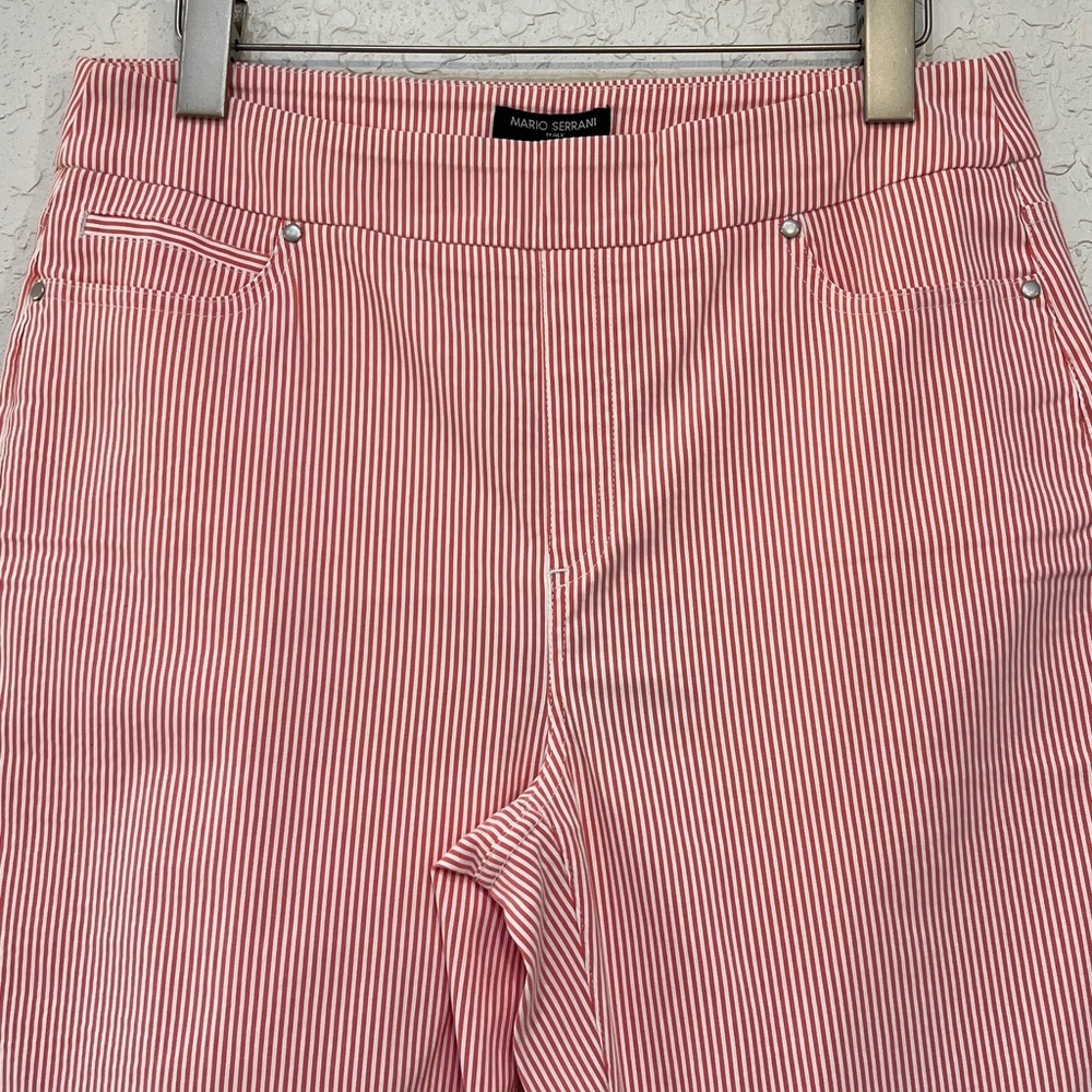 Mario Serrani Comfort Stretch Capri Pants Tomato Ivory NWT Size L - Picture 4 of 11
